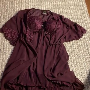 NEVER WORN purple lingerie nightgown + robe